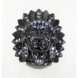 copper header bead paved zircon, black plated, approx 16x18mm [FDZN1985]