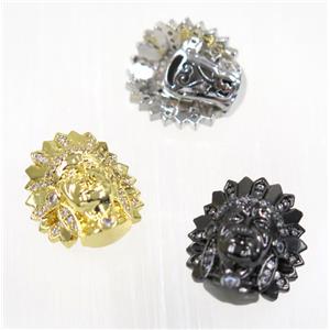copper header bead paved zircon, mix color, approx 16x18mm [FDZN1986]