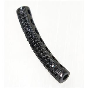 copper tube beads paved zircon, black plated, approx 4.5x30mm [FDZN2013]