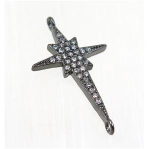 copper NorthStar connector paved zircon, black plated, approx 15x25mm [FDZN2023]