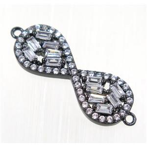 copper infinity connector paved zircon, black plated, approx 9-23mm [FDZN2067]