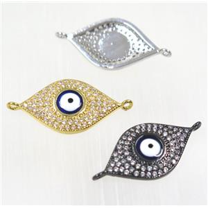 copper Evil eye connector paved zircon, mix color, approx 13.5x22mm [FDZN2091]