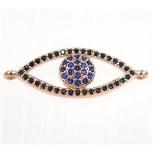 copper eye charm connector paved zircon, rose gold, approx 10x20mm [FDZN2097]