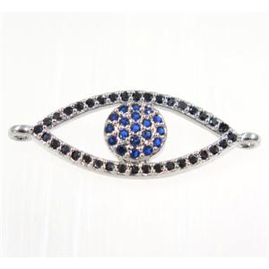 copper eye charm connector paved zircon, platinum plated, approx 10x20mm [FDZN2098]