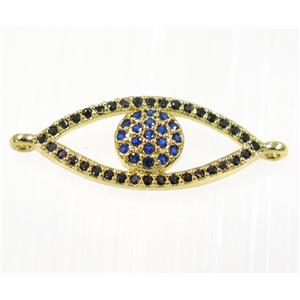 copper eye charm connector paved zircon, gold plated, approx 10x20mm [FDZN2099]