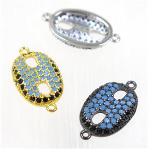 copper Eye Protection connector paved zircon, mix color, turq, approx 13x18mm [FDZN2111]