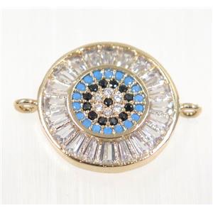 copper Circle connector paved zircon, rose gold, approx 17mm dia [FDZN2112]