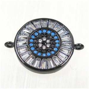 copper Circle connector paved zircon, black plated, approx 17mm dia [FDZN2115]