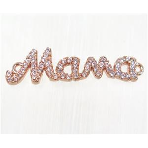 copper Mama connector paved zircon, rose gold, approx 5x25mm [FDZN2117]