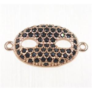 copper eye protection connector paved black zircon, rose gold, approx 13x18mm [FDZN2132]