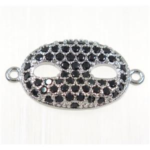 copper eye protection connector paved black zircon, platinum plated, approx 13x18mm [FDZN2133]