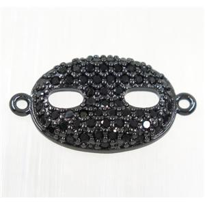 copper eye protection connector paved black zircon, black plated, approx 13x18mm [FDZN2135]