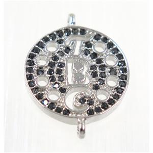 copper connector paved zircon, platinum plated, approx 15mm dia [FDZN2138]