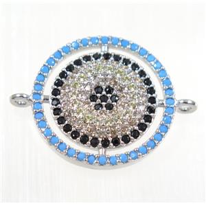 copper Circle connector paved zircon, platinum plated, approx 18mm dia [FDZN2147]