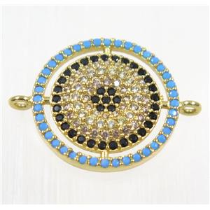 copper Circle connector paved zircon, gold plated, approx 18mm dia [FDZN2148]