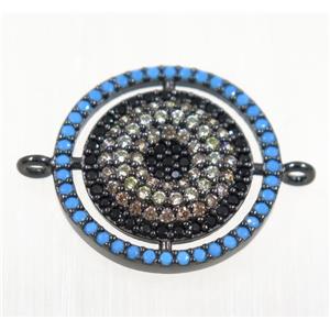 copper Circle connector paved zircon, black plated, approx 18mm dia [FDZN2149]