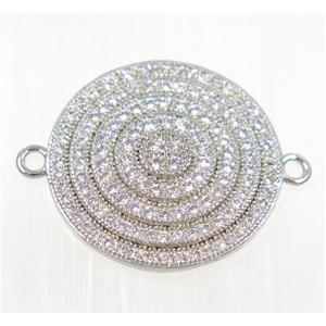 copper rebirth connector paved zircon, platinum plated, approx 21mm dia [FDZN2152]