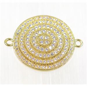 copper rebirth connector paved zircon, gold plated, approx 21mm dia [FDZN2153]