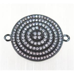 copper rebirth connector paved zircon, black plated, approx 21mm dia [FDZN2154]