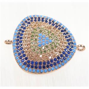 copper triangle connector paved zircon, rose gold, approx 20-22mm [FDZN2156]