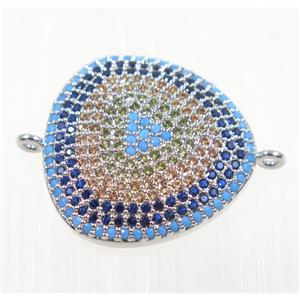 copper triangle connector paved zircon, platinum plated, approx 20-22mm [FDZN2157]