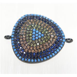 copper triangle connector paved zircon, black plated, approx 20-22mm [FDZN2159]