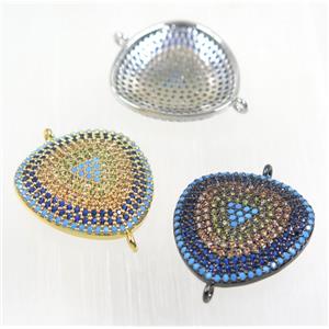 copper triangle connector paved zircon, mix color, approx 20-22mm [FDZN2160]