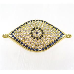 copper evil eye connector paved zircon, gold plated, approx 18x30mm [FDZN2170]