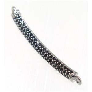 copper stick connector paved zircon, platinum plated, approx 4x30mm [FDZN2208]