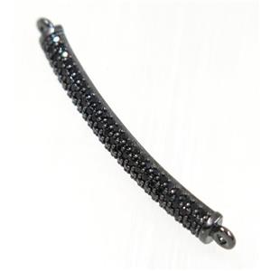 copper stick connector paved zircon, black plated, approx 4x30mm [FDZN2210]