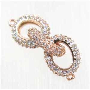 copper link connector paved zircon, rose gold, approx 12-27mm [FDZN2212]