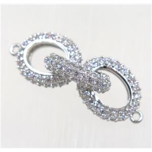 copper link connector paved zircon, platinum plated, approx 12-27mm [FDZN2213]