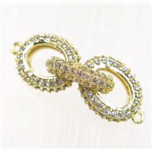 copper link connector paved zircon, gold plated, approx 12-27mm [FDZN2214]