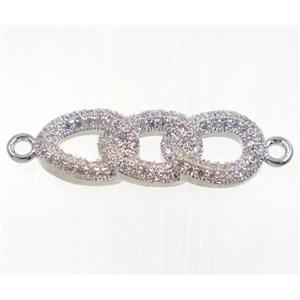 copper linker paved zircon, platinum plated, approx 9x25mm [FDZN2217]
