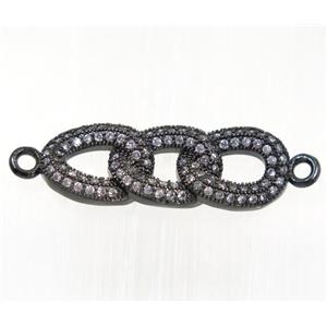 copper linker paved zircon, black plated, approx 9x25mm [FDZN2219]