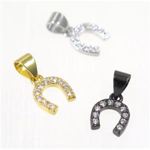 copper Wishbone pendant paved zircon, mix color, approx 7-8mm [FDZN2230]