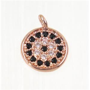 copper Circle pendant paved zircon, rose gold, approx 6mm dia [FDZN2231-6MM]