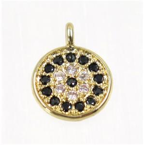copper Circle pendant paved zircon, gold plated, approx 6mm dia [FDZN2233-6MM]