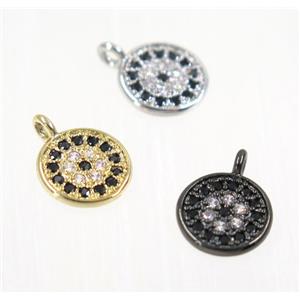 copper Circle pendant paved zircon, mix color, approx 6mm dia [FDZN2235-6MM]