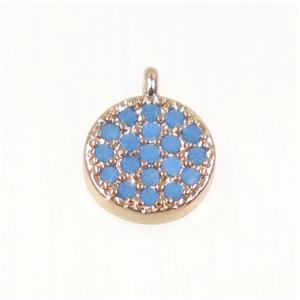 copper Circle pendant paved zircon, rose gold, approx 6mm dia [FDZN2241]