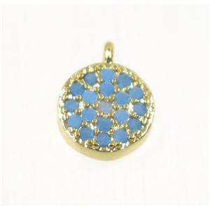 copper Circle pendant paved zircon, gold plated, approx 6mm dia [FDZN2243]