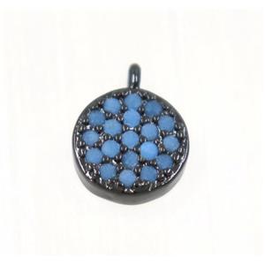 copper Circle pendant paved zircon, black plated, approx 6mm dia [FDZN2244]