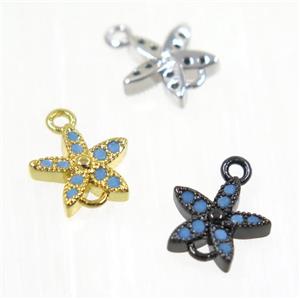 copper flower connector paved zircon, mix color, approx 8mm dia [FDZN2269]