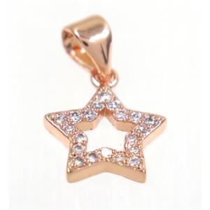 copper Star pendant paved zircon, rose gold, approx 10mm [FDZN2279]