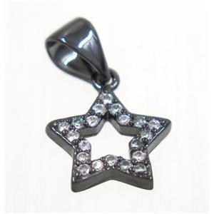 copper Star pendant paved zircon, black plated, approx 10mm [FDZN2282]