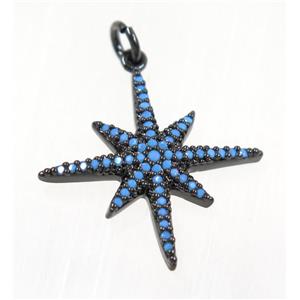 copper NorthStar pendant paved zircon, black plated, turq, approx 23x23mm [FDZN2299]