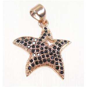 copper Star pendant paved zircon, rose gold, approx 16mm [FDZN2305]