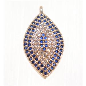 copper oval eye pendant paved zircon, rose gold, approx 12x18mm [FDZN2310]