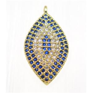 copper oval eye pendant paved zircon, gold plated, approx 12x18mm [FDZN2312]