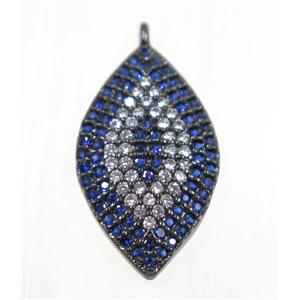 copper oval eye pendant paved zircon, black plated, approx 12x18mm [FDZN2313]